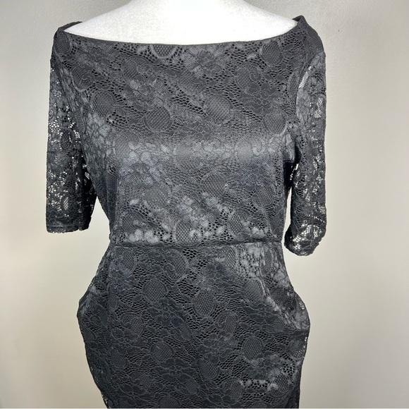 ASOS Maternity Lace Midi Dress Short Sleeve Black Size 8 Lined Party - Picture 2 of 10